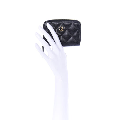 Chanel Caviar Quilted Zip Coin Purse Black 2 of 8