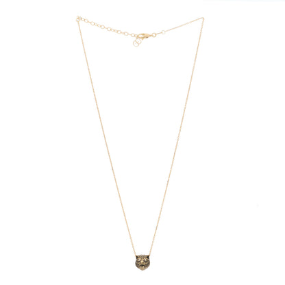 Gucci 18K Yellow Gold Diamond Jade Le Marche Des Merveilles Feline Pendant Necklace 2 of 6