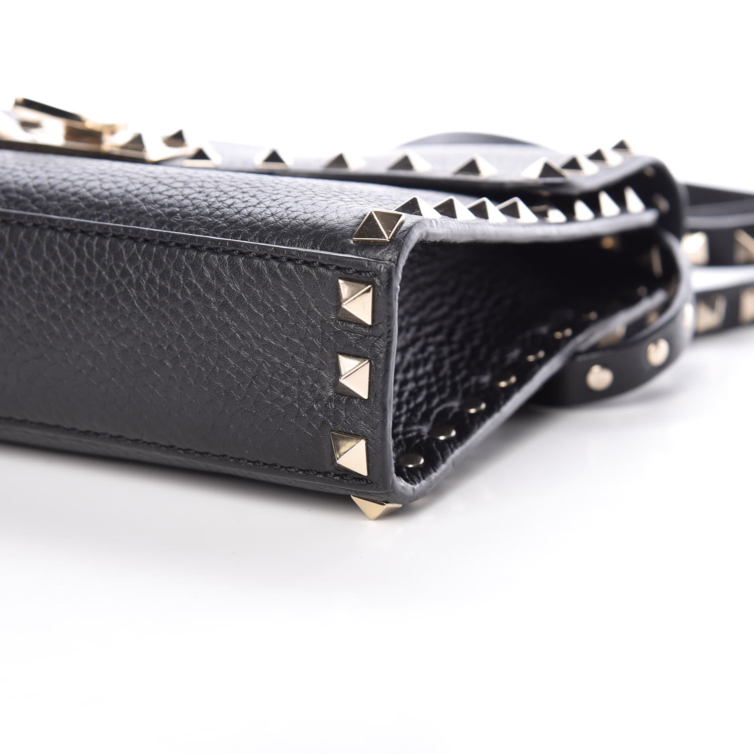Valentino Garavani Pebbled Calfskin Medium Rockstud Flip Lock Crossbody Bag Black 6 of 11