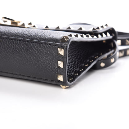 Valentino Garavani Pebbled Calfskin Medium Rockstud Flip Lock Crossbody Bag Black 6 of 11