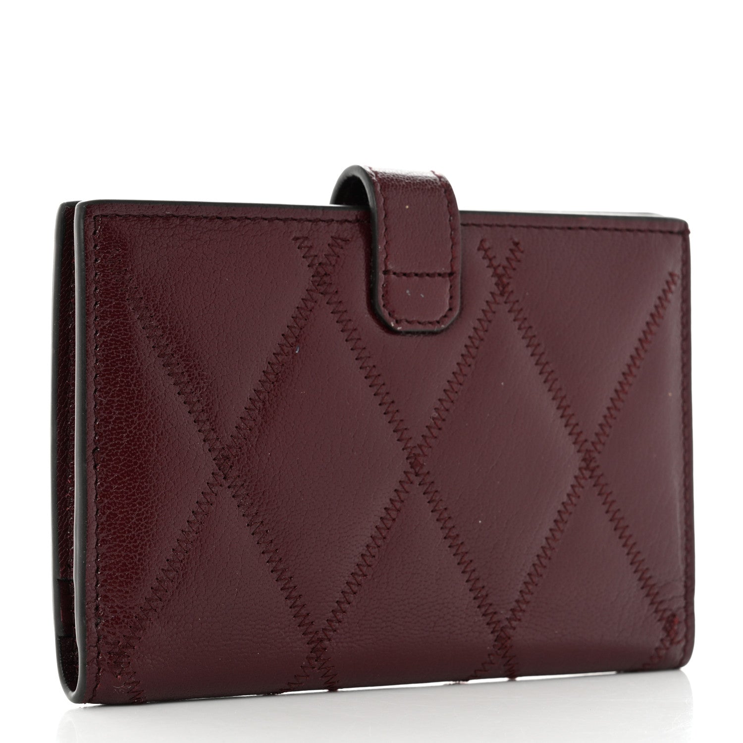 Givenchy Goatskin Diamond Quilted GV3 Medium Wallet Aubergine 3 of 12