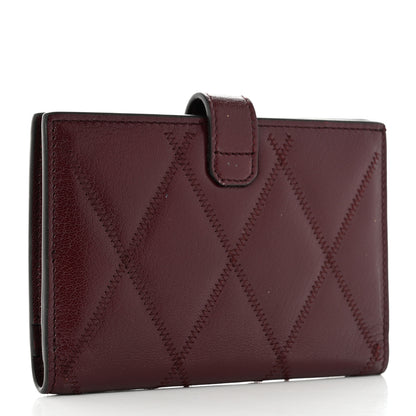 Givenchy Goatskin Diamond Quilted GV3 Medium Wallet Aubergine 3 of 12