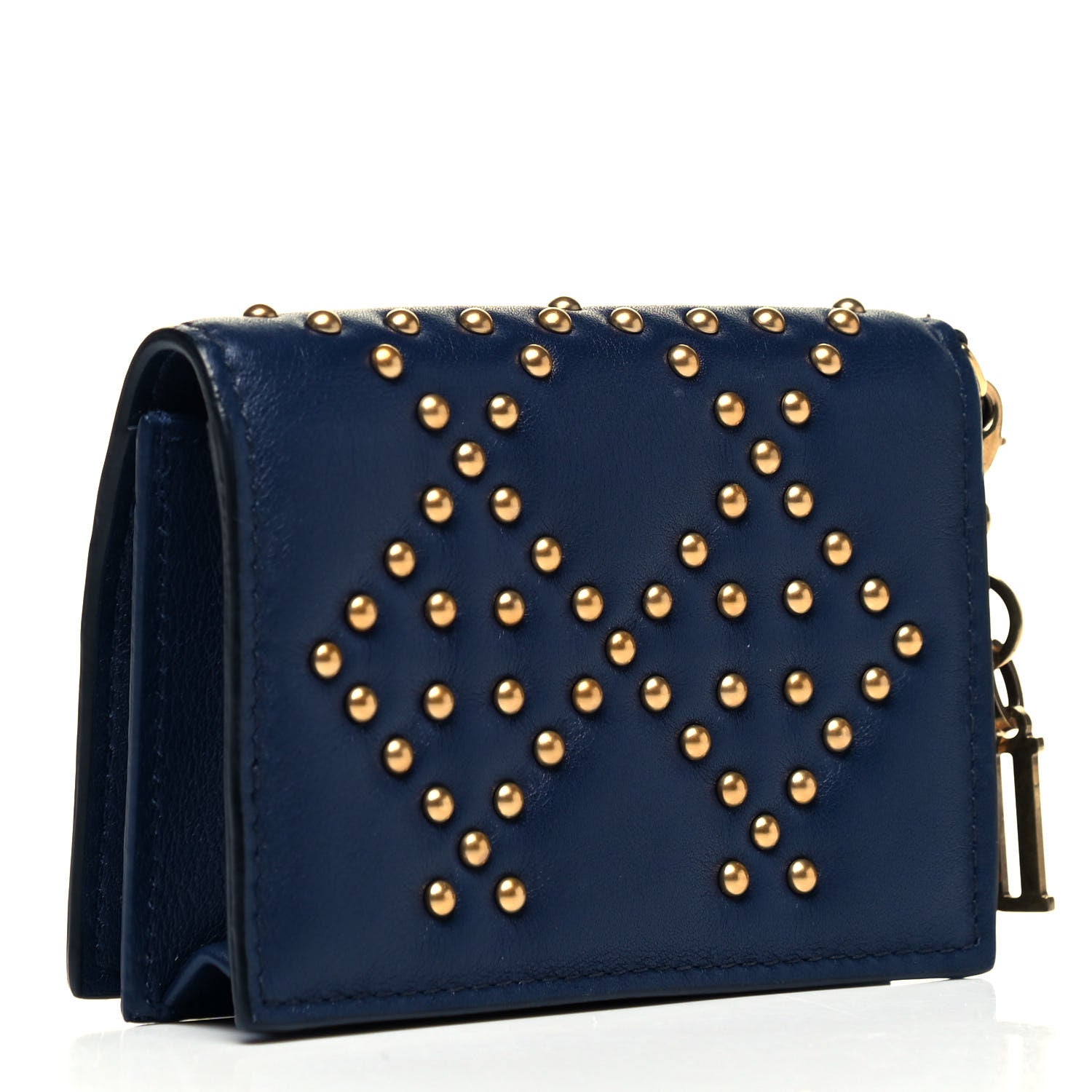 Christian Dior Lambskin Cannage Studded Lady Dior Card Holder Navy 3 of 8