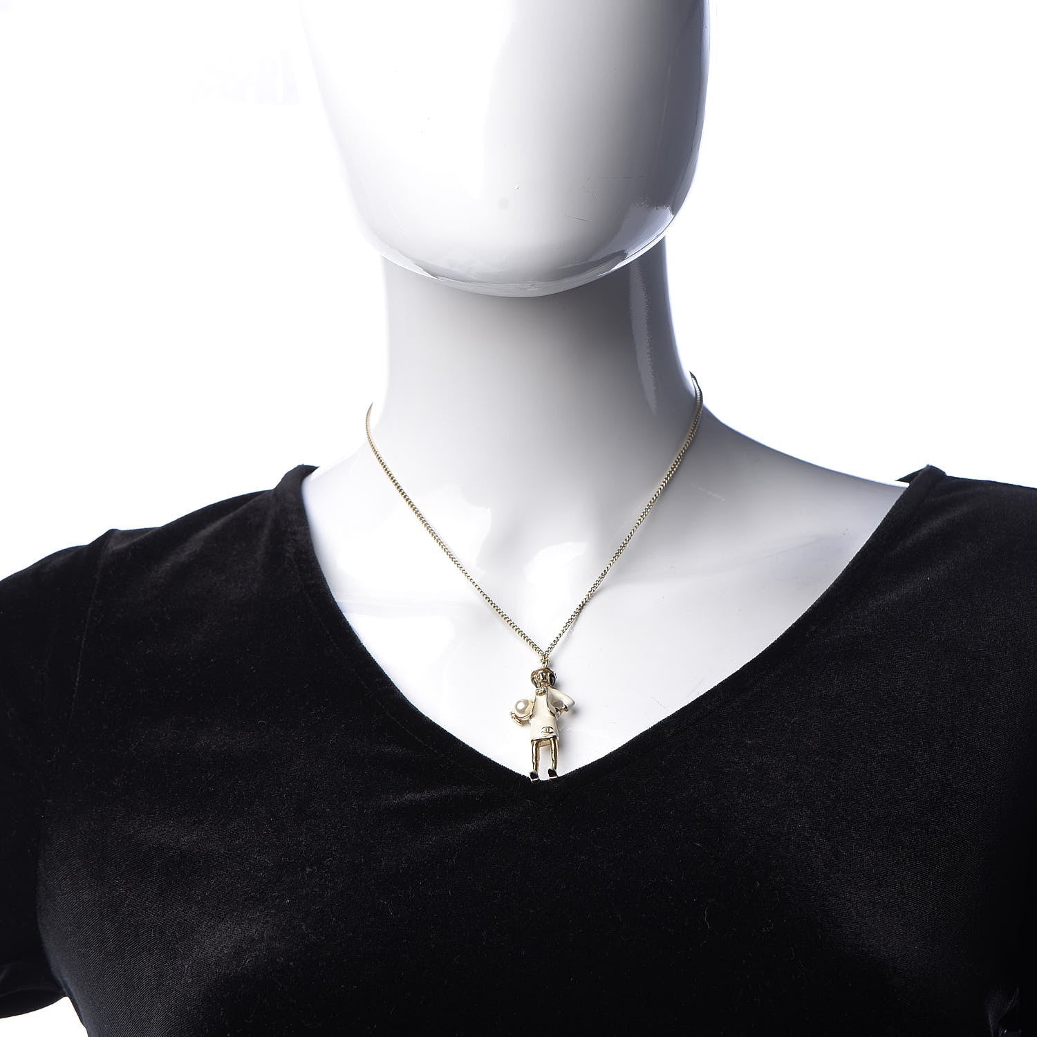 Chanel Enamel Pearl Coco CC Pendant Necklace Gold 2 of 6