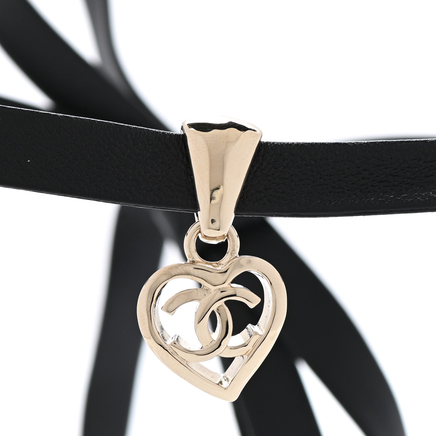 Chanel Lambskin CC Heart Choker Necklace Black 3 of 4
