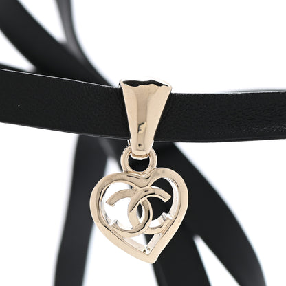 Chanel Lambskin CC Heart Choker Necklace Black 3 of 4