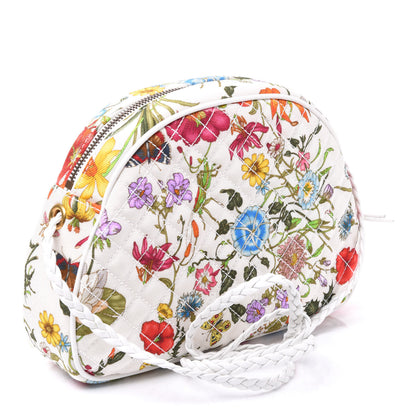 Gucci Canvas Flora Floral Trapuntata Small Zumi Dome Shoulder Bag White 2 of 10
