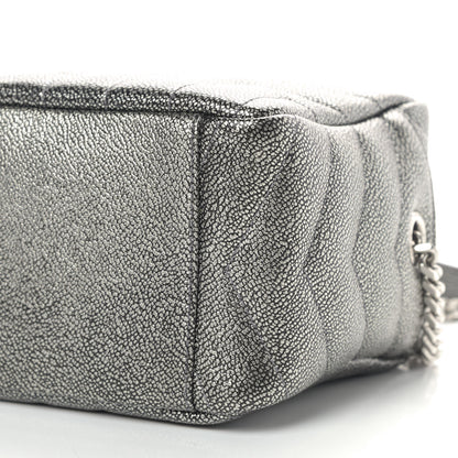 Saint Laurent Metallic Grain De Poudre Y Quilted Monogram Small Loulou Bowling Bag Gun Metal 7 of 9
