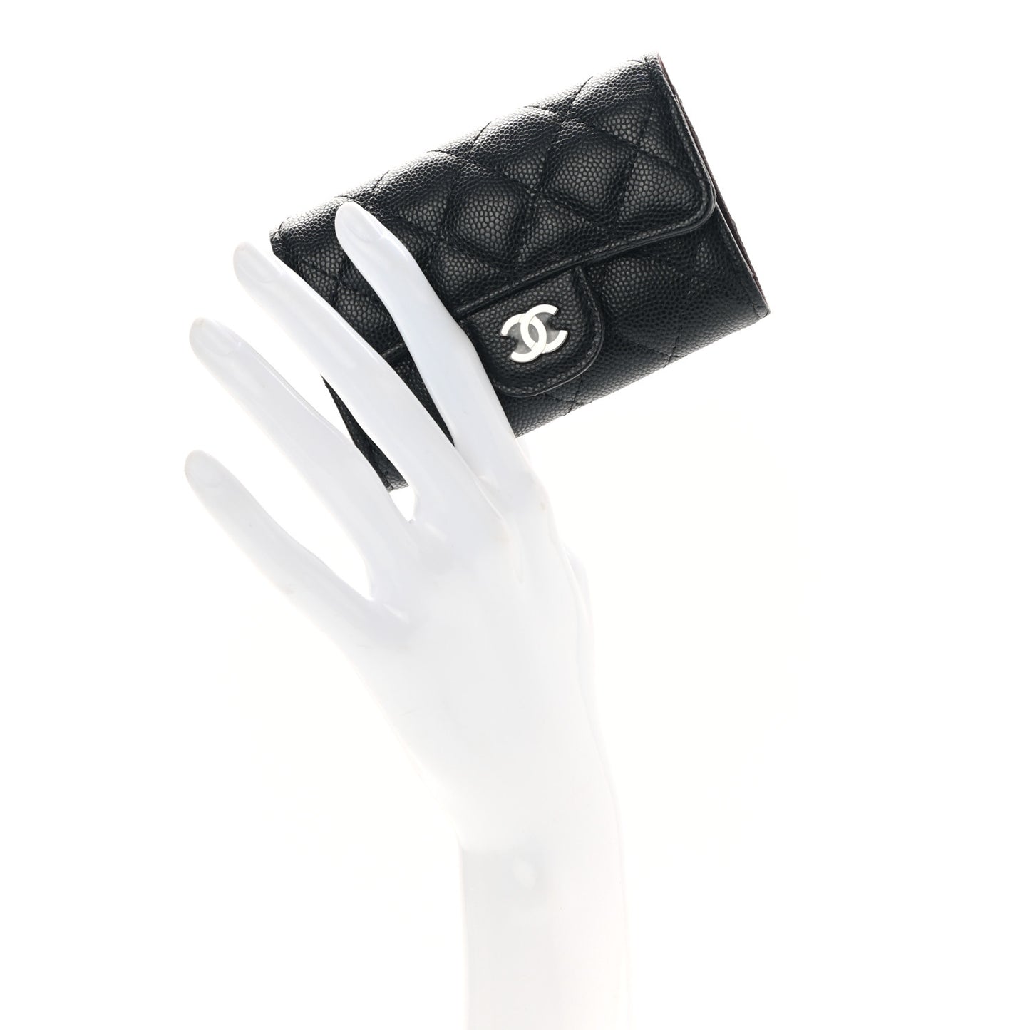 Caviar Quilted Classic 4 Key Holder Wallet Black