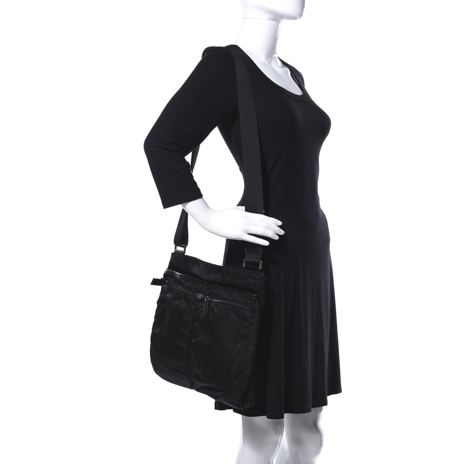 Prada Nylon Flat Messenger Bag Black 2 of 14