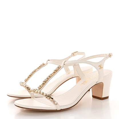 Chanel Lambskin Pearl CC Star Sandals 37.5 White 3 of 13