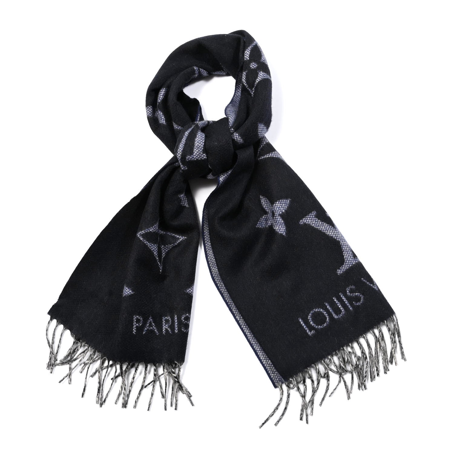 Louis Vuitton Cashmere Monogram Reykjavik Scarf Navy Blue 1 of 4