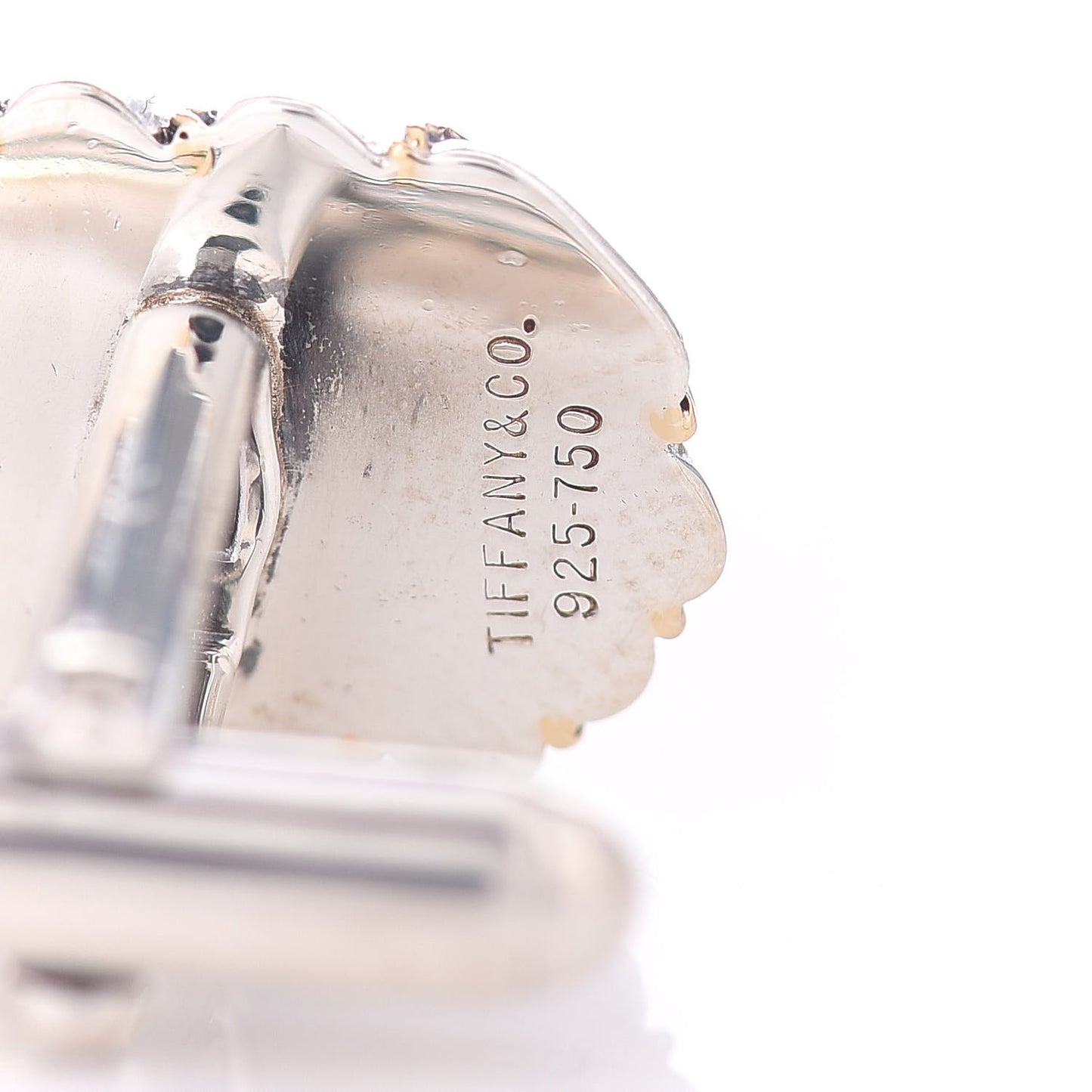 Sterling Silver 18K Yellow Gold Diagonal Rib Cufflinks