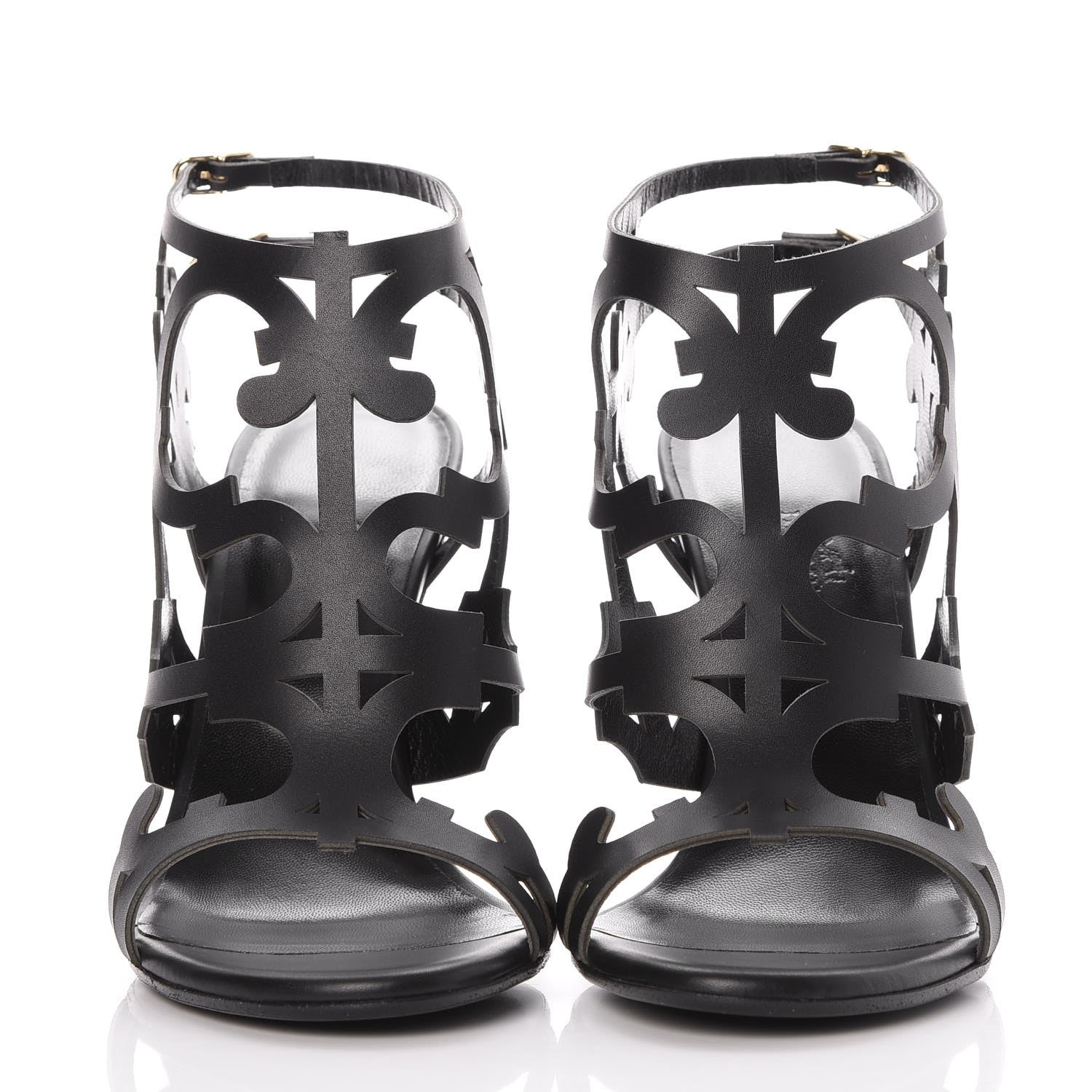 Hermes Calfskin Keira Sandals 37.5 Black 2 of 8