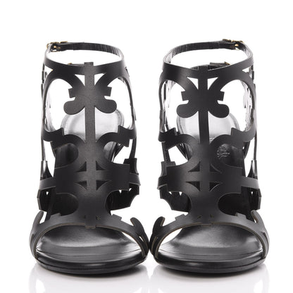 Hermes Calfskin Keira Sandals 37.5 Black 2 of 8