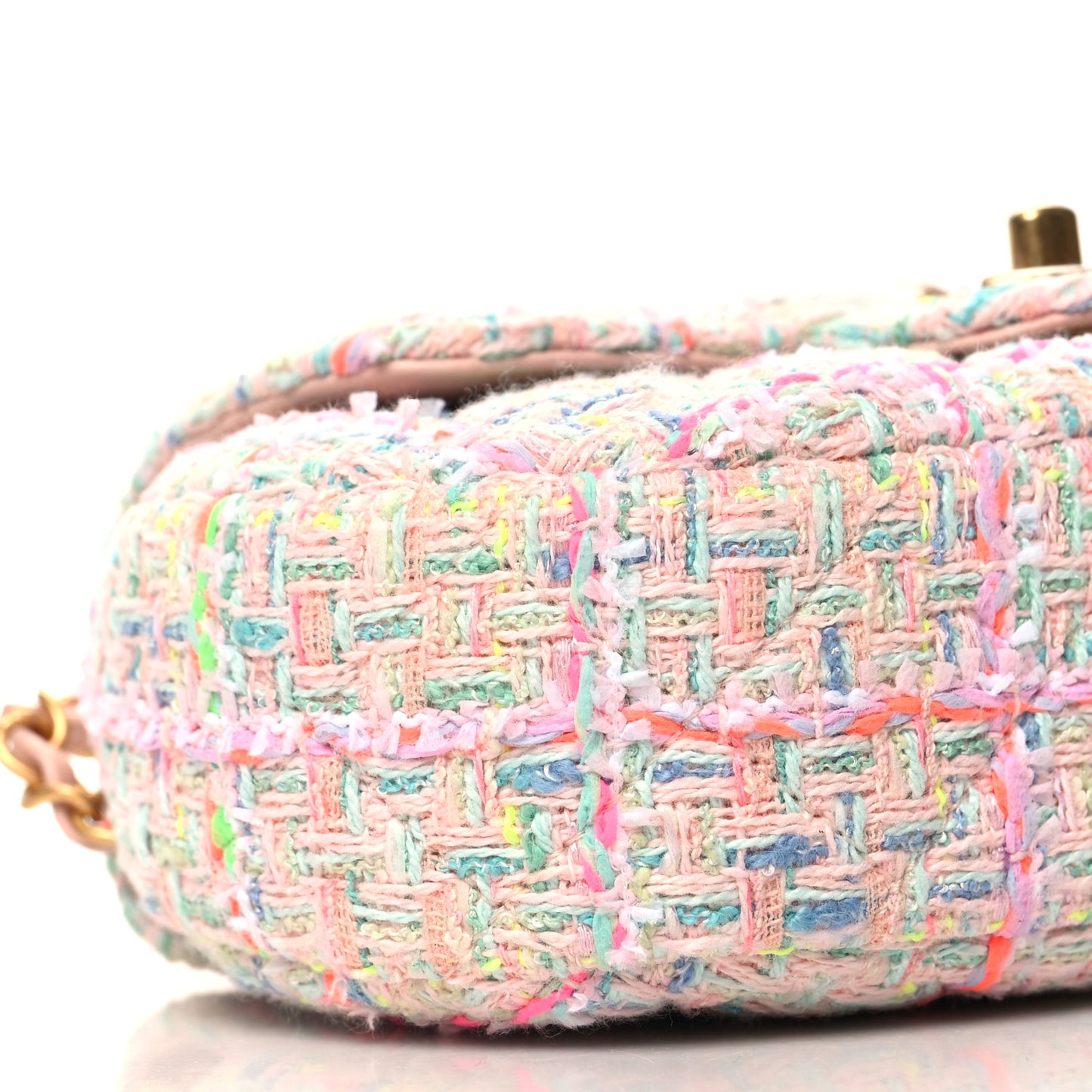 Tweed Quilted Baywatch Top Handle Flap Light Pink Green Orange Purple