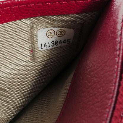 Chanel Calfskin Embossed Jacket Wallet On Chain WOC Red 8 of 9