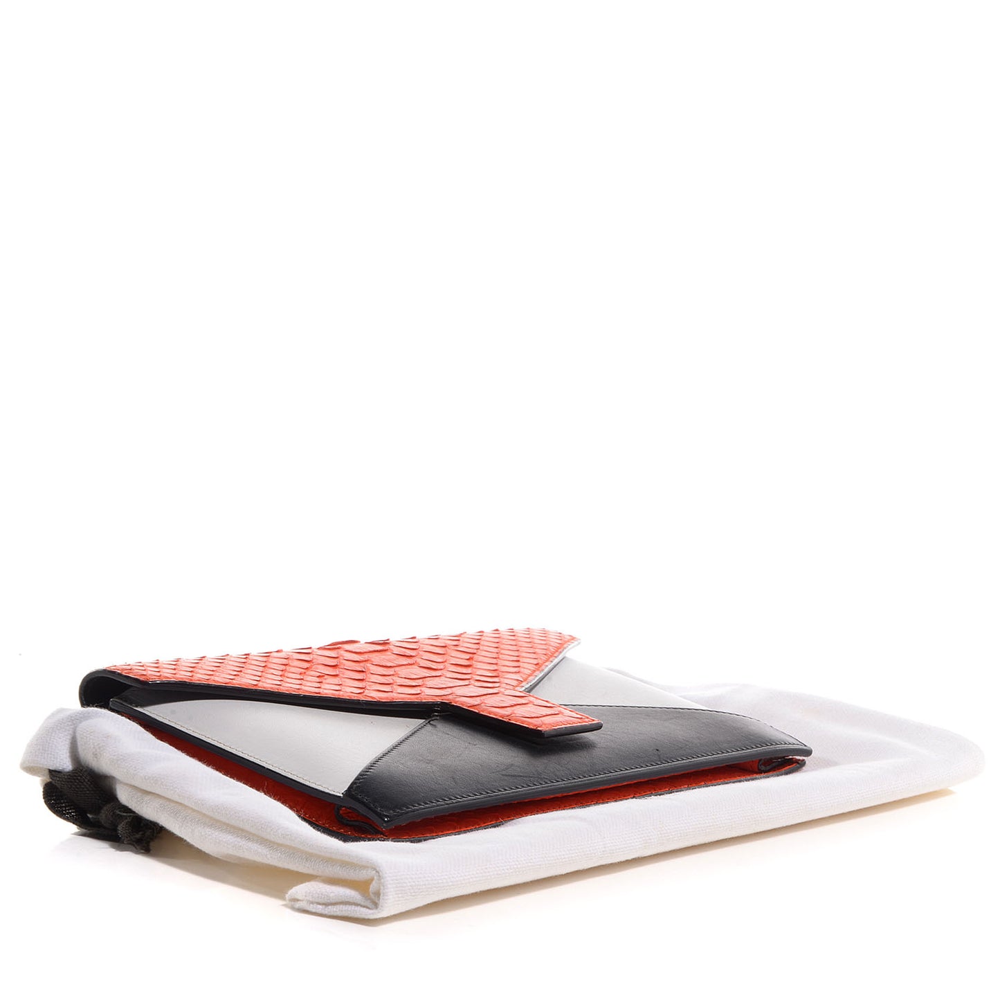 Python Calfskin Diamond Clutch Bright Orange