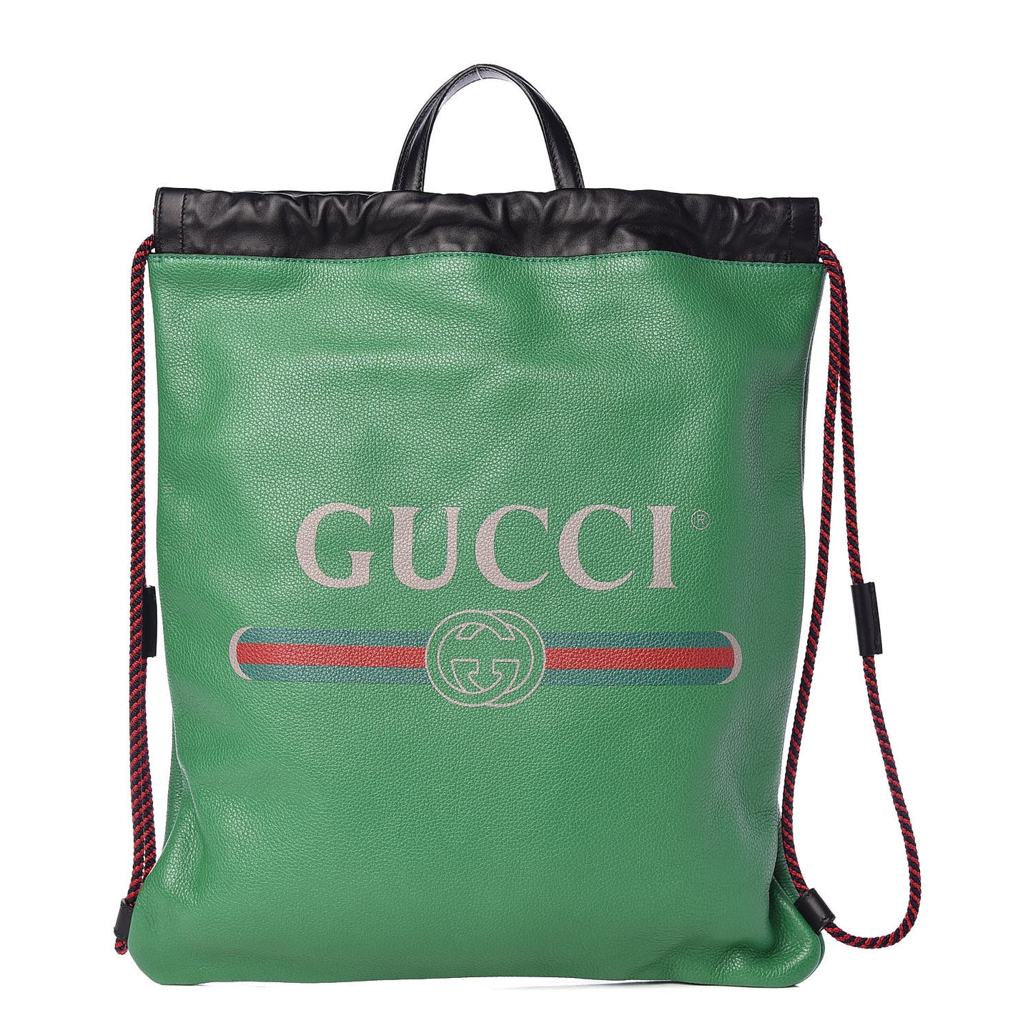 Calfskin Logo Drawstring Backpack Green