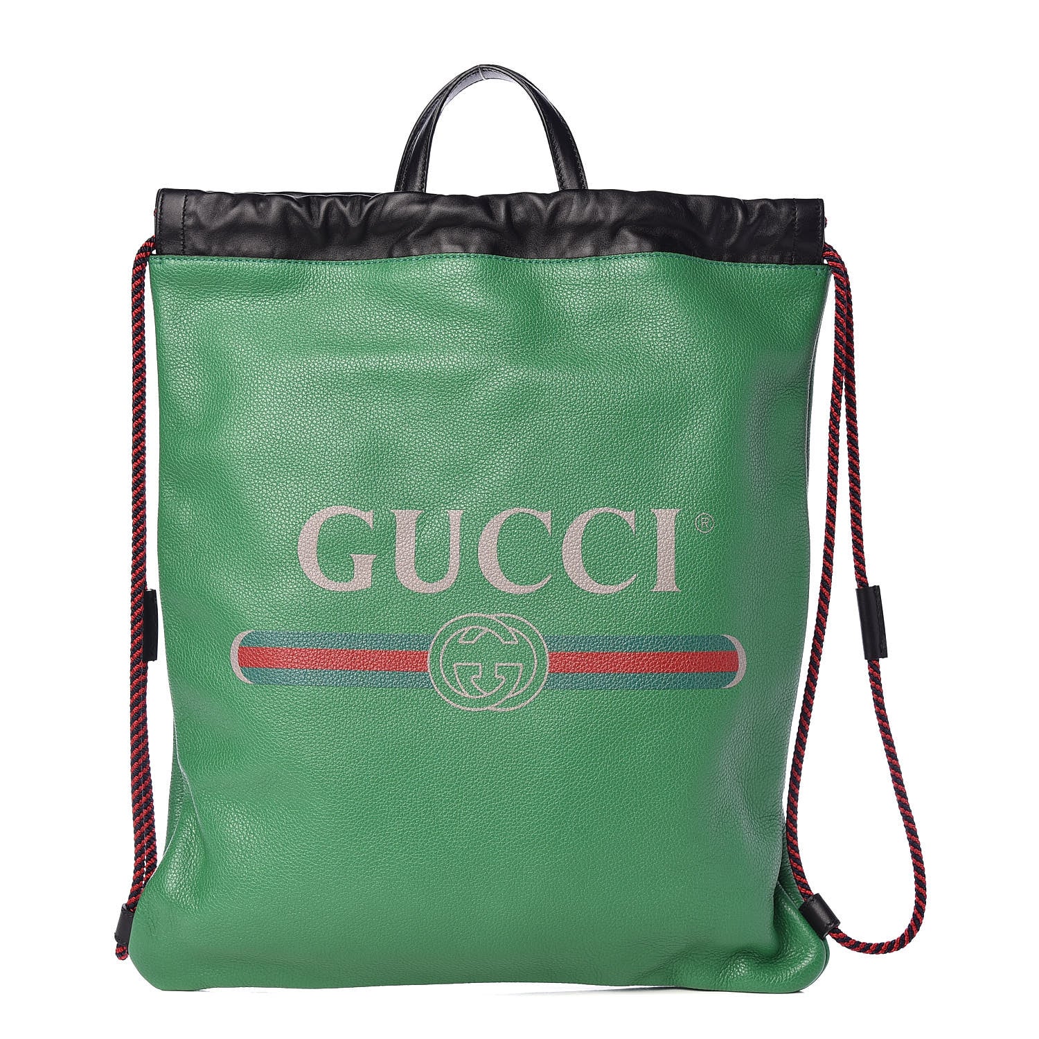 Gucci Calfskin Logo Drawstring Backpack Green 1 of 9