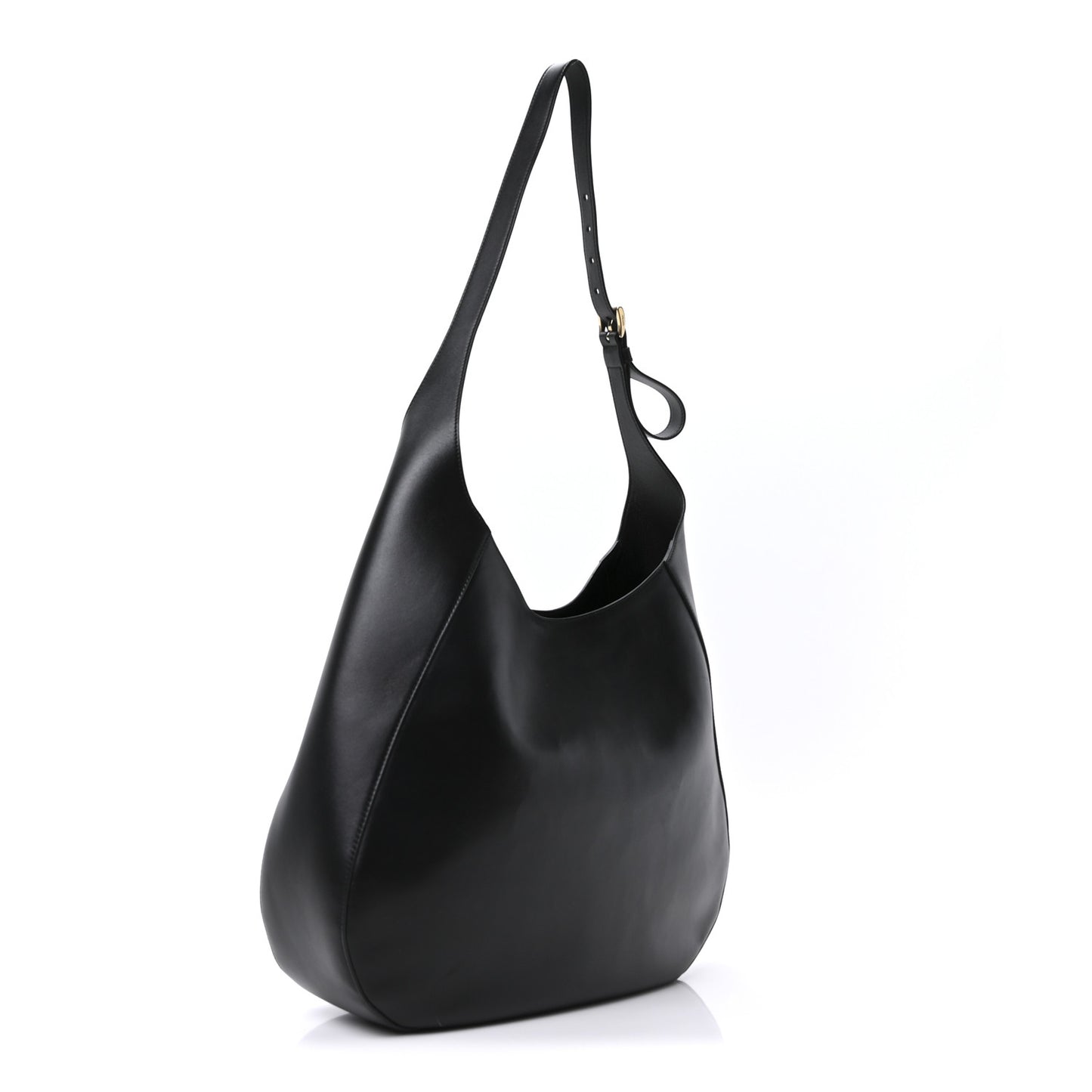 City Calfskin Triangle Large Hobo Shoulder Bag Black