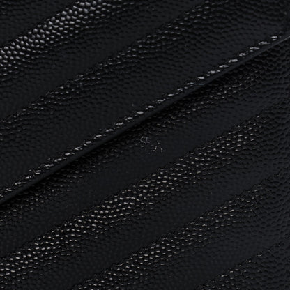 Saint Laurent Grain De Poudre Matelasse Chevron Monogram Envelope Chain Wallet Black 12 of 14