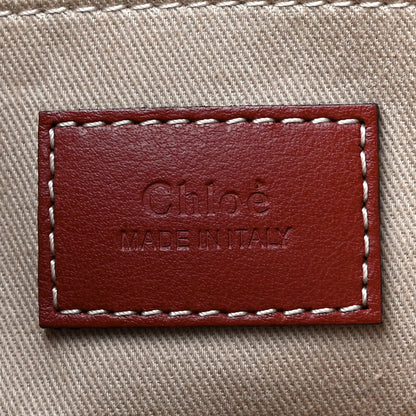Chloe Cotton Calfskin Medium Woody Ribbon Tote White Brown 8 of 14