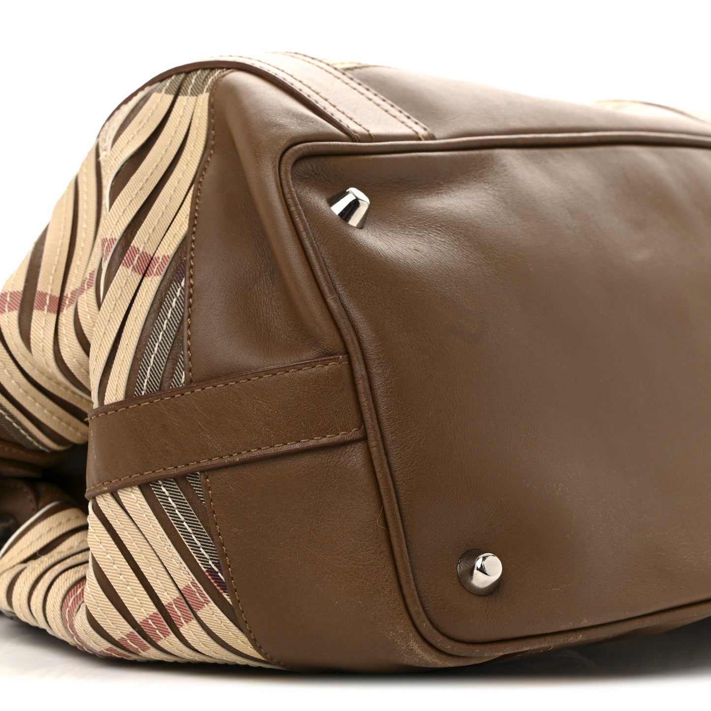 Bridle Calfskin House Check Sliced Beaton Tote Brown Ochre