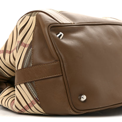 Burberry Bridle Calfskin House Check Sliced Beaton Tote Brown Ochre 11 of 17