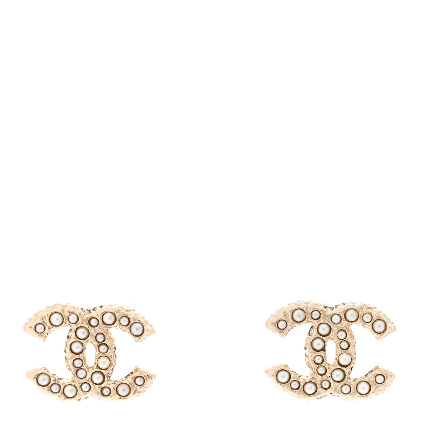 Pearl Crystal CC Earrings Light Gold