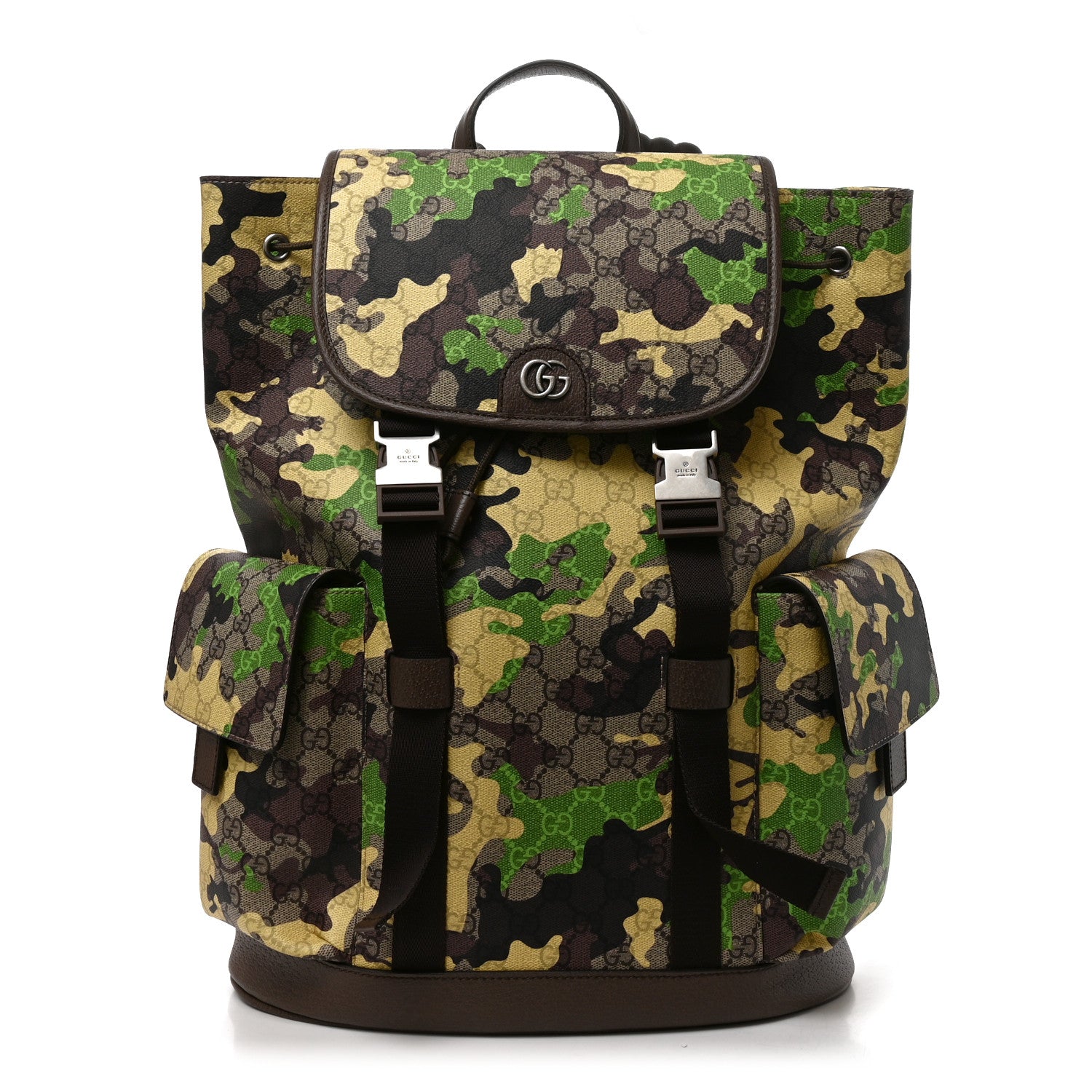 Gucci GG Supreme Monogram Camouflage Large Backpack Green Multicolor 1 of 10