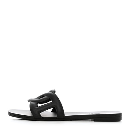 Hermes Rubber Aloha Sandals 39 Black 1 of 10