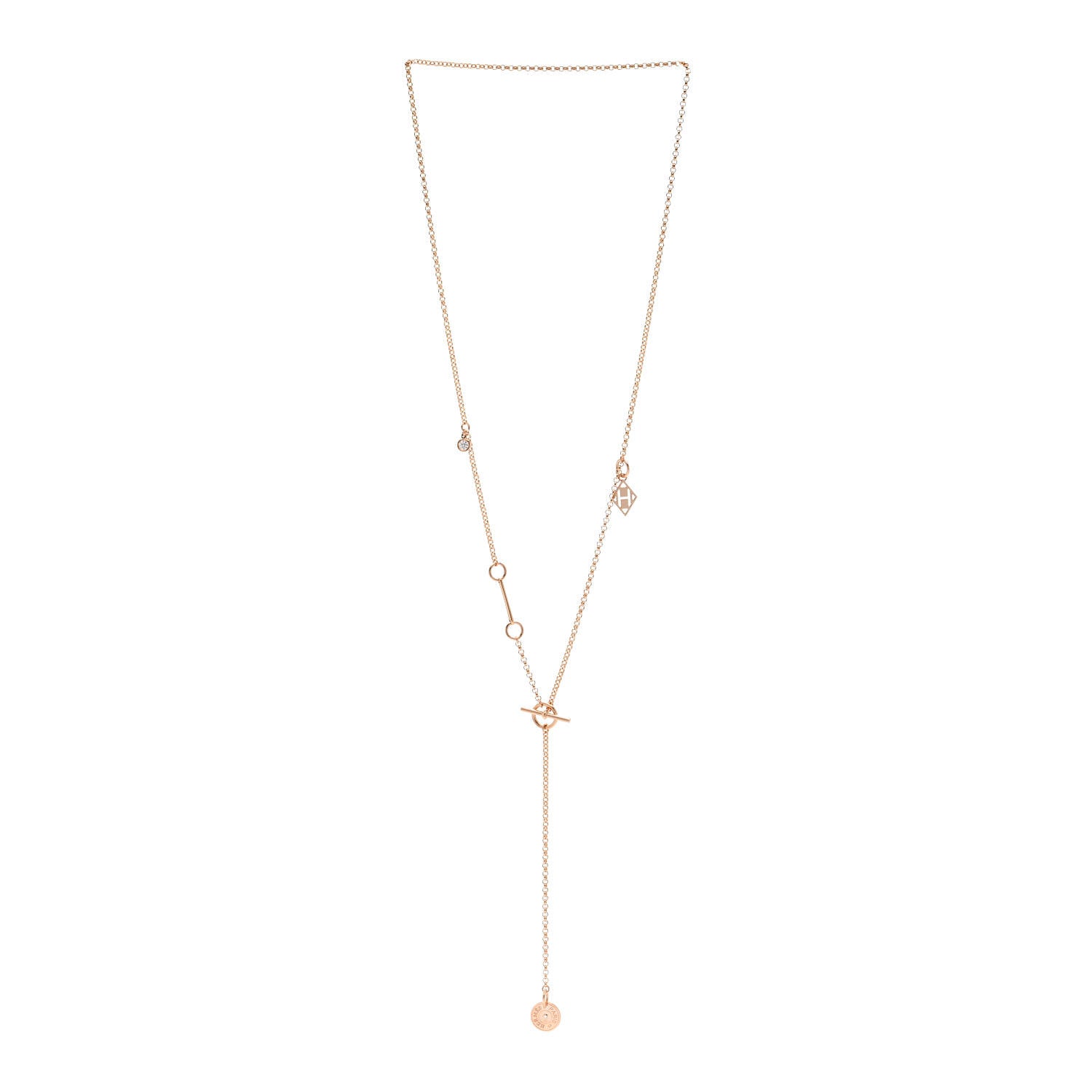 Hermes 18K Rose Gold Diamond Gambade Necklace 3 of 5