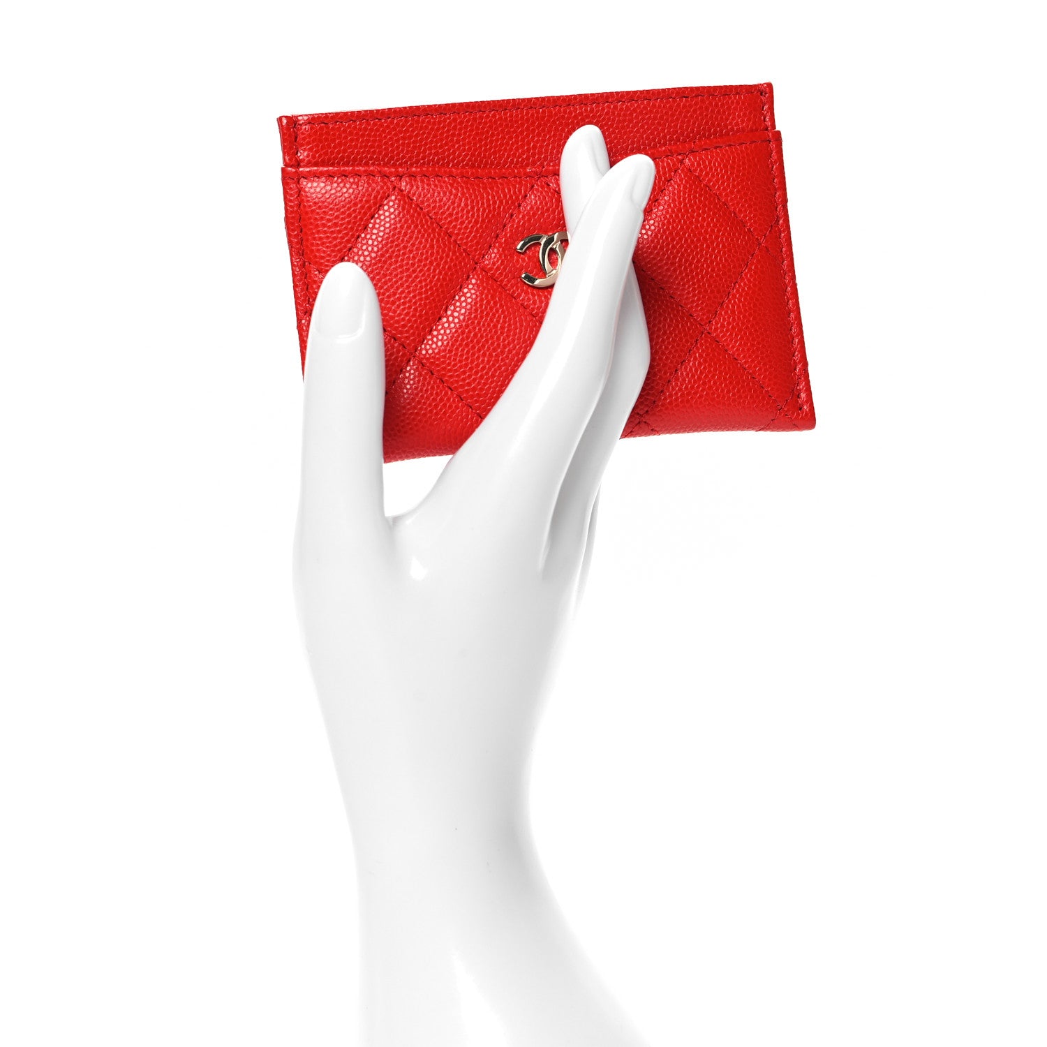 Chanel Caviar Quilted Card Holder Red 2 of 9