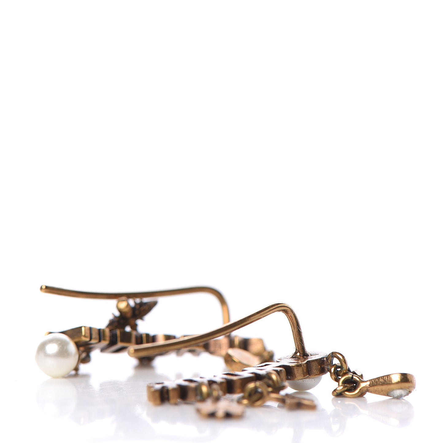 Pearl Crystal J'Adior Earrings Aged Gold