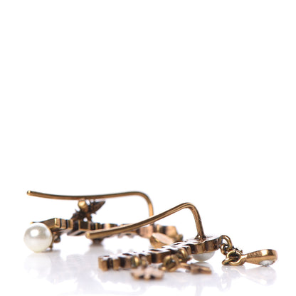 Christian Dior Pearl Crystal J'Adior Earrings Aged Gold 3 of 4