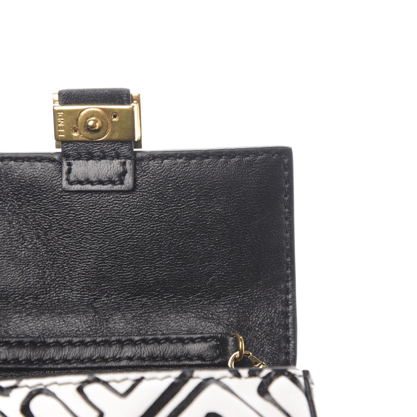 X JOSHUA VIDES Nappa Vitello King FF Embossed Nano Baguette Charm White Black