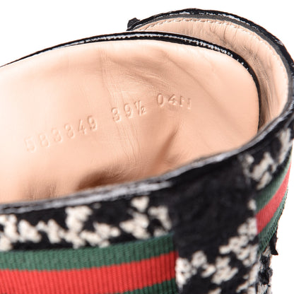 Gucci Tweed GG Monogram Lace Up Combat Ankle Boots 39.5 Black 8 of 9