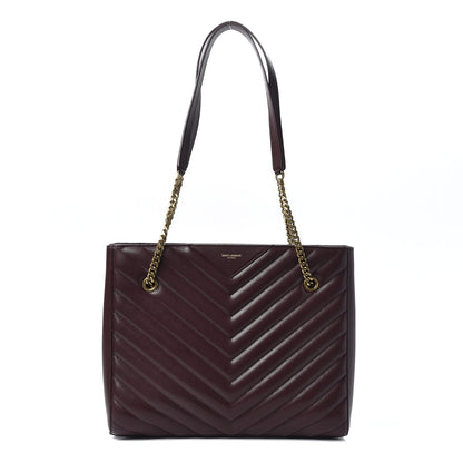 Saint Laurent Grain de Poudre Matelasse Chevron Medium Tribeca Shopping Bag Rouge Legion 1 of 9