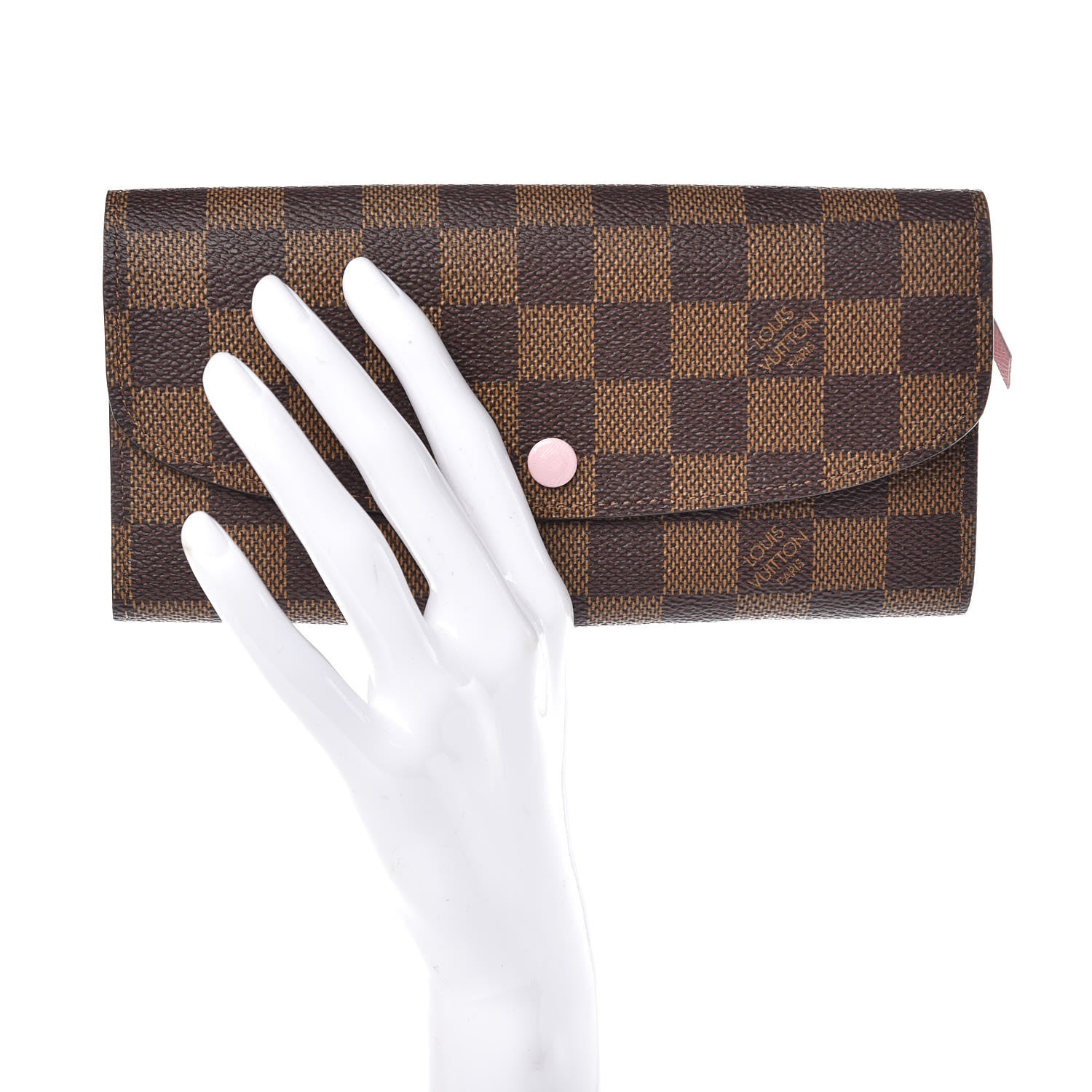 Louis Vuitton Damier Ebene Emilie Wallet Rose Ballerine 2 of 7