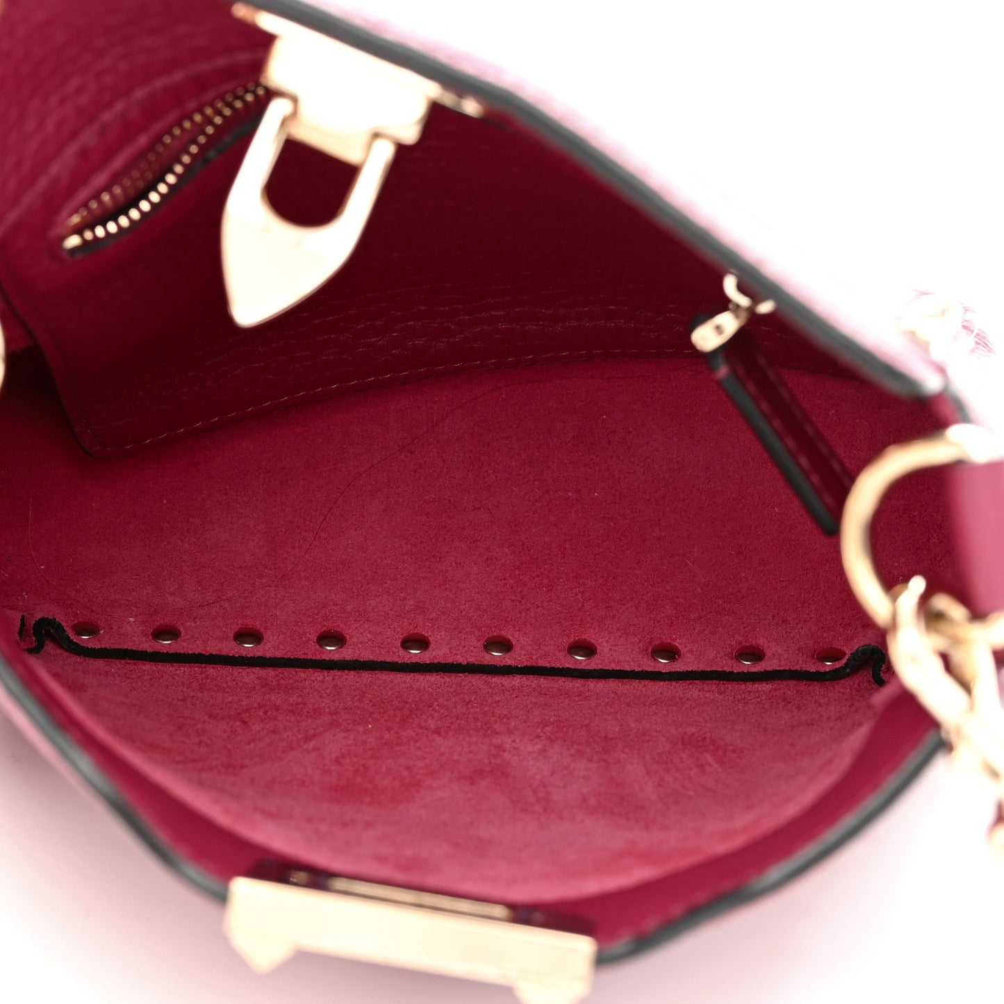 Pebbled Calfskin Mini Rockstud Flip-Lock Messenger Bag Raspberry