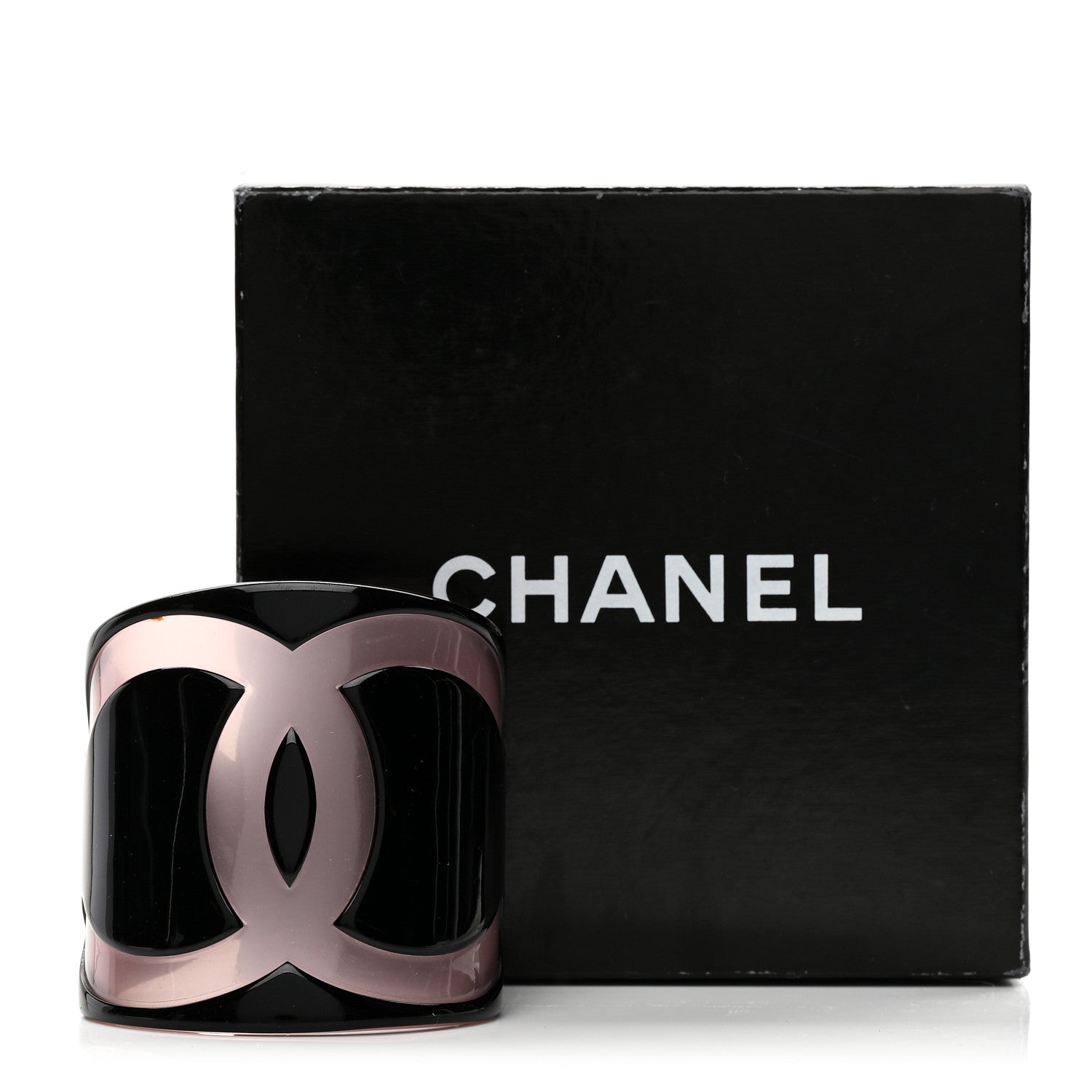 Chanel Resin CC Wide Cuff Black Pink 4 of 4
