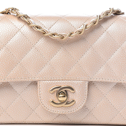 Chanel Pearly Caviar Quilted Mini Rectangular Flap Beige 10 of 11