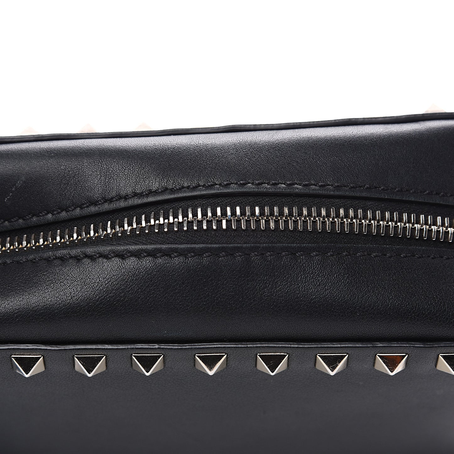 Calfskin Rockstud Camera Crossbody Bag Black