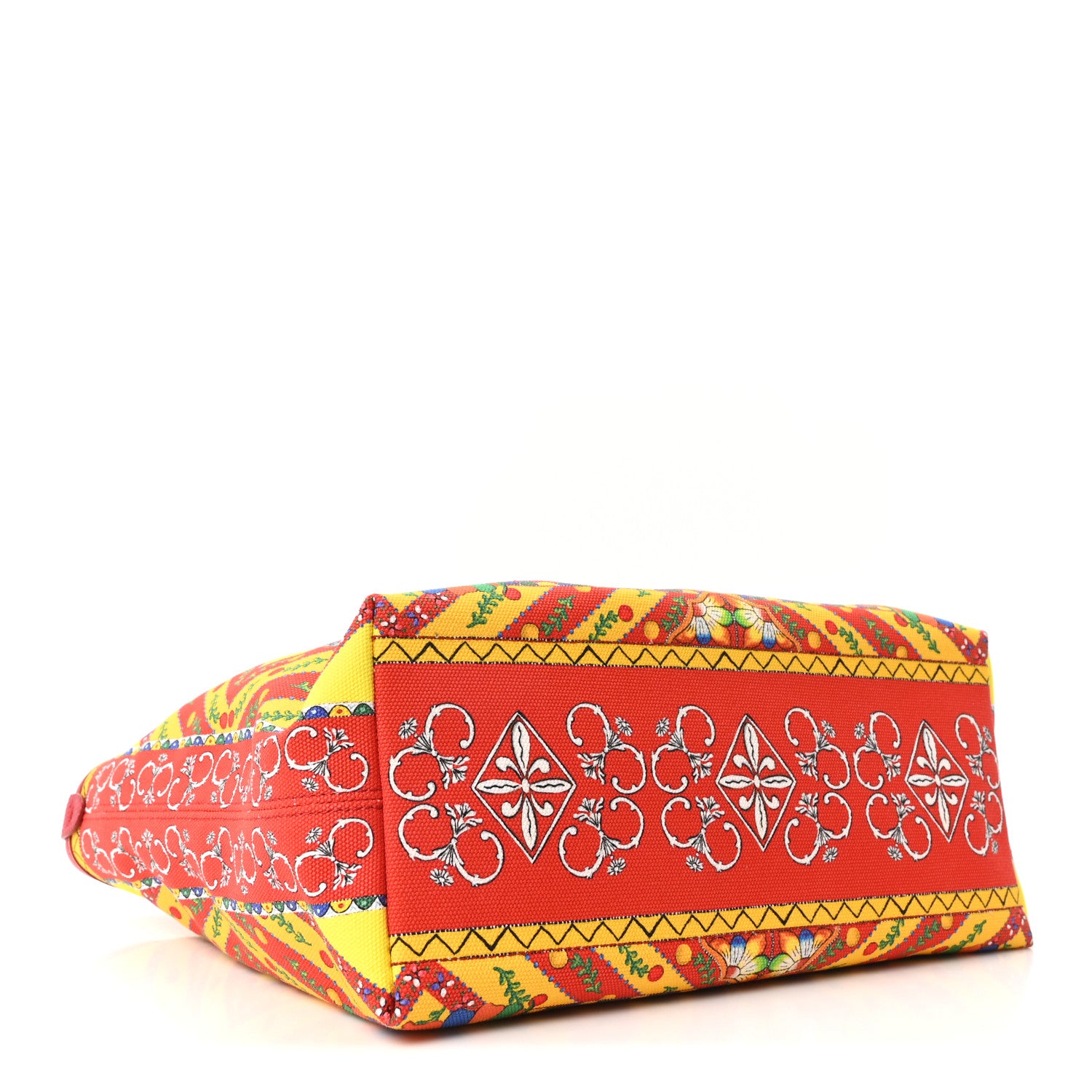 Dolce & Gabbana Canvas Snakeskin Carretto Print Capri Tote Red Multicolor 4 of 9