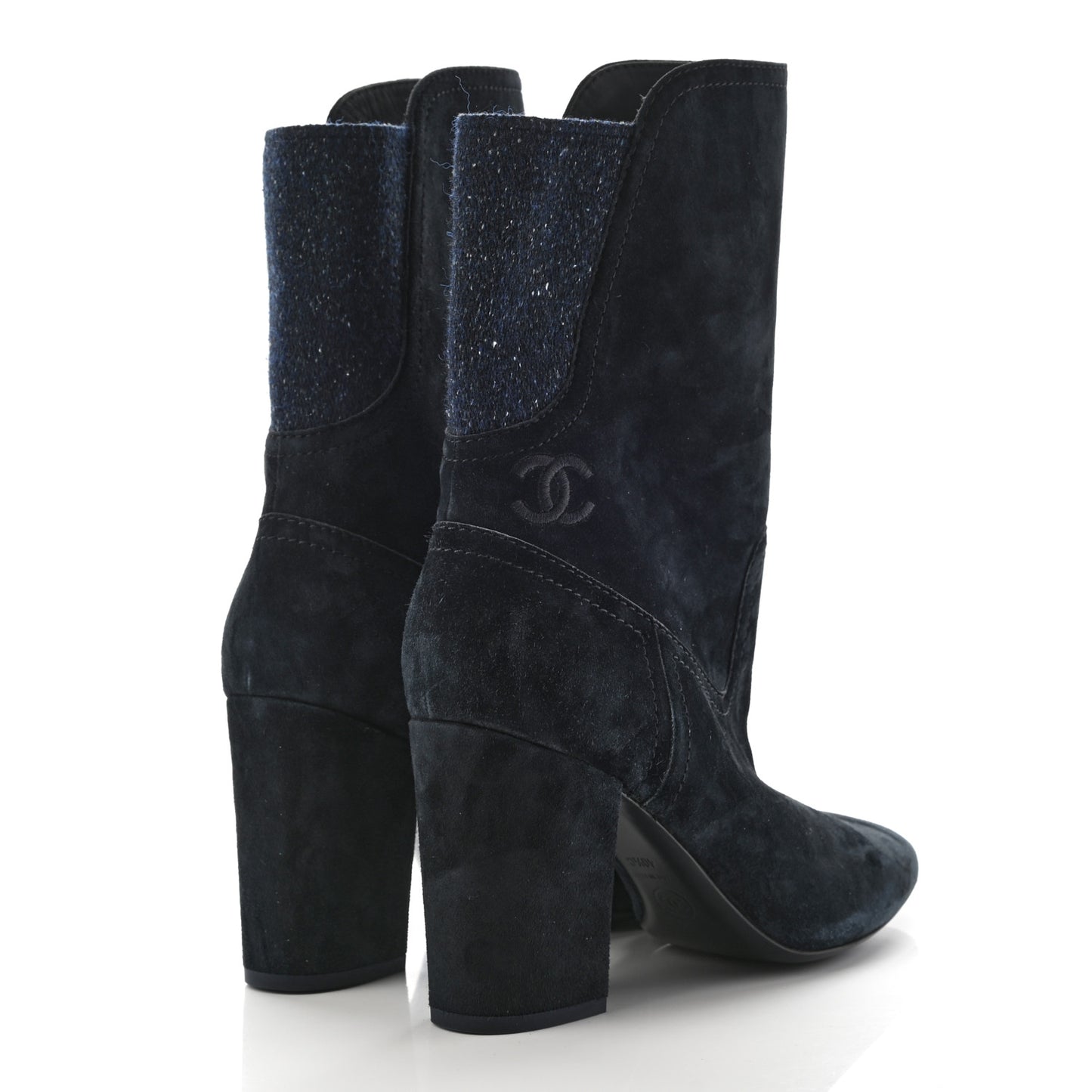 Suede Calfskin Fabric Short Boots 40.5 Blue