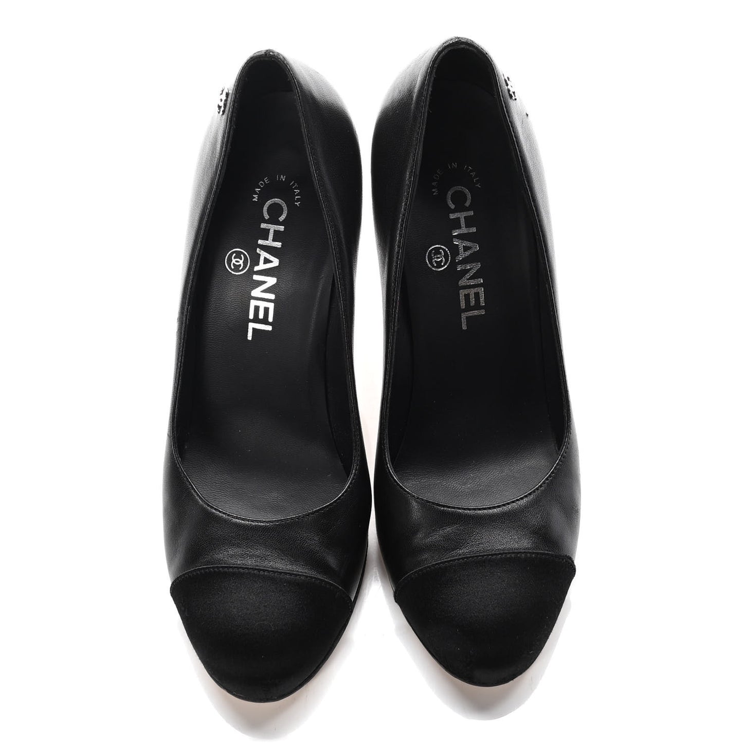 Lambskin Satin Cap Toe Pumps 37 Black