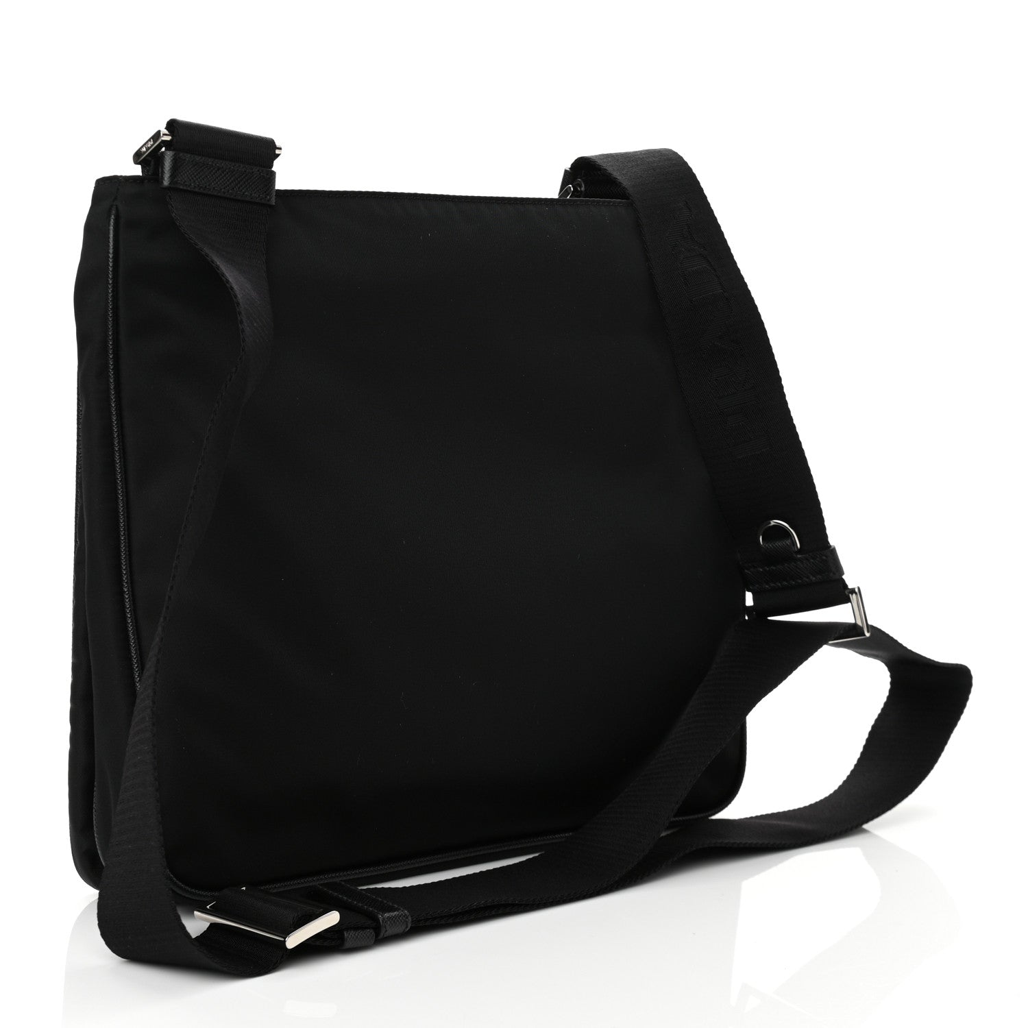 Prada Re-Nylon Saffiano Pocket Flat Messenger Bag Black 3 of 9