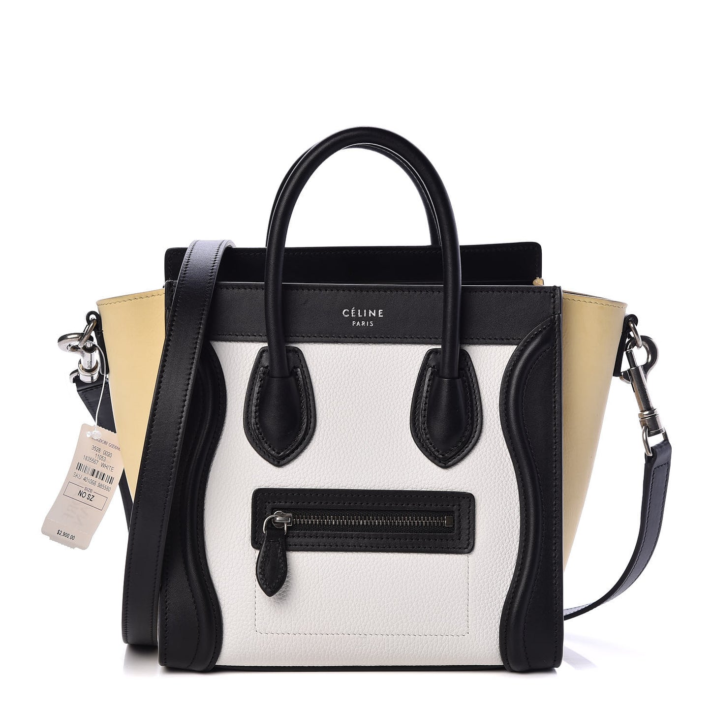 Grained Baby Calfskin Nubuck Nano Tri-Color Luggage White