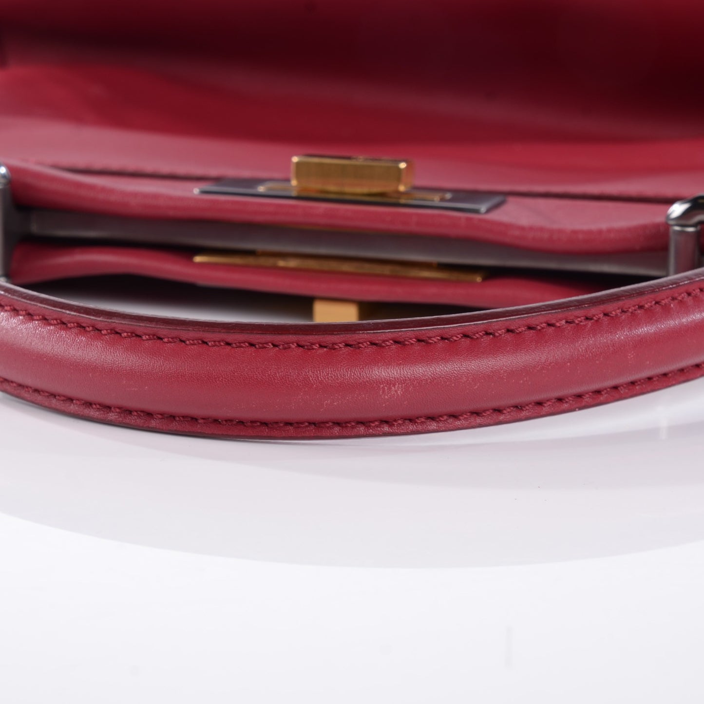 Vitello Suede Medium Peekaboo Iconic Satchel Rubino Peonia